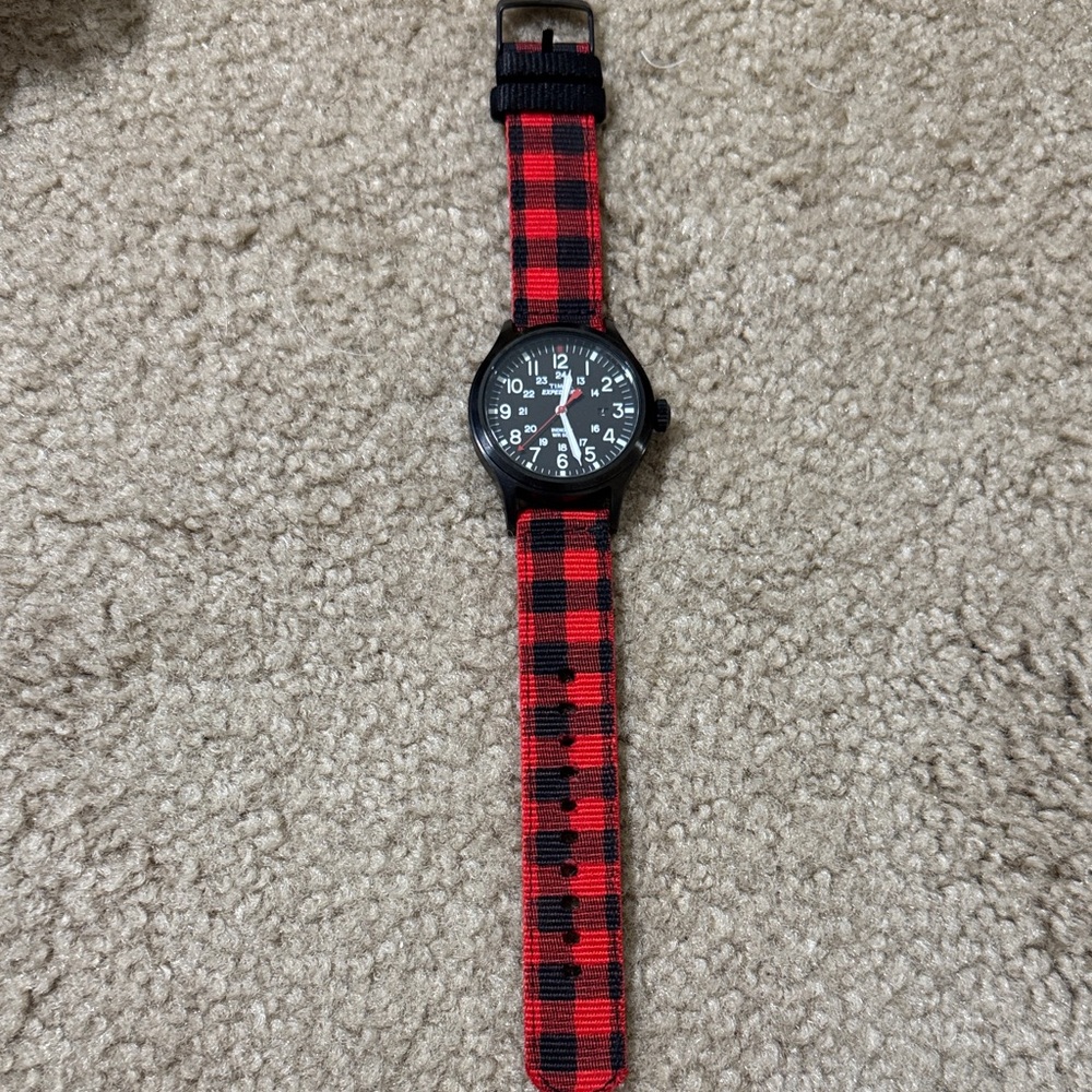 Times Red and Black Plaid Watch